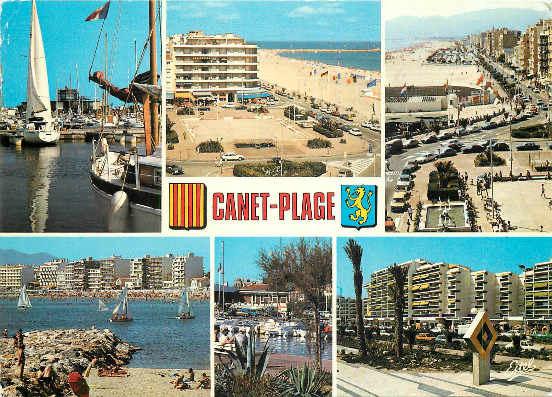CPM Canet Plage (P O) Le port et la capitainerie La place de la Mediterranee