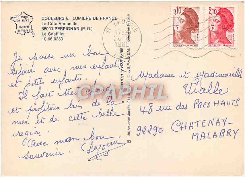 CPM La Cote Vermeille Perpignan (P O) Le Castillet — Rückseite