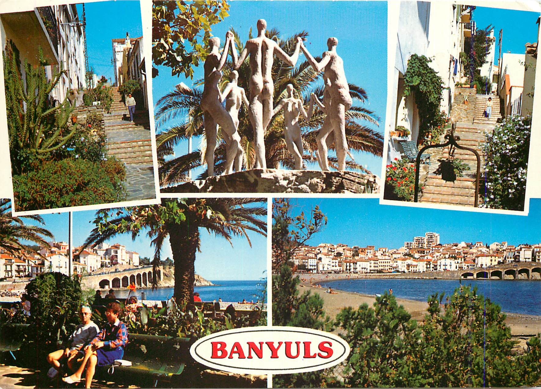 CPM Banyuls sur Mer Les vielles rues les danseurs Catalans la plage
