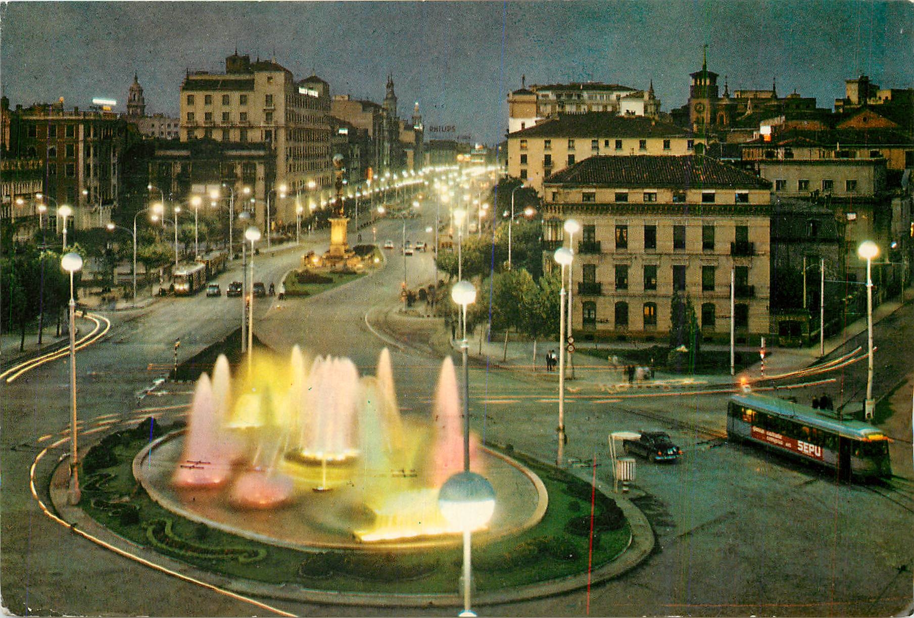 CPM Zaragoza place de Paradis et Avenue de l'independence Tramway