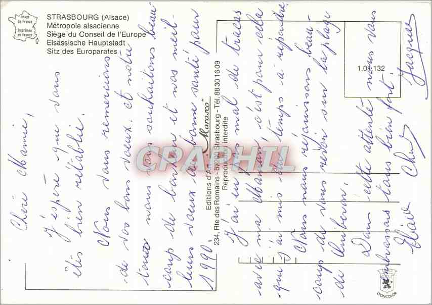 CPM Strasbourg Maison de l'Europe (Alsace) Metropole alsacienne — Rückseite