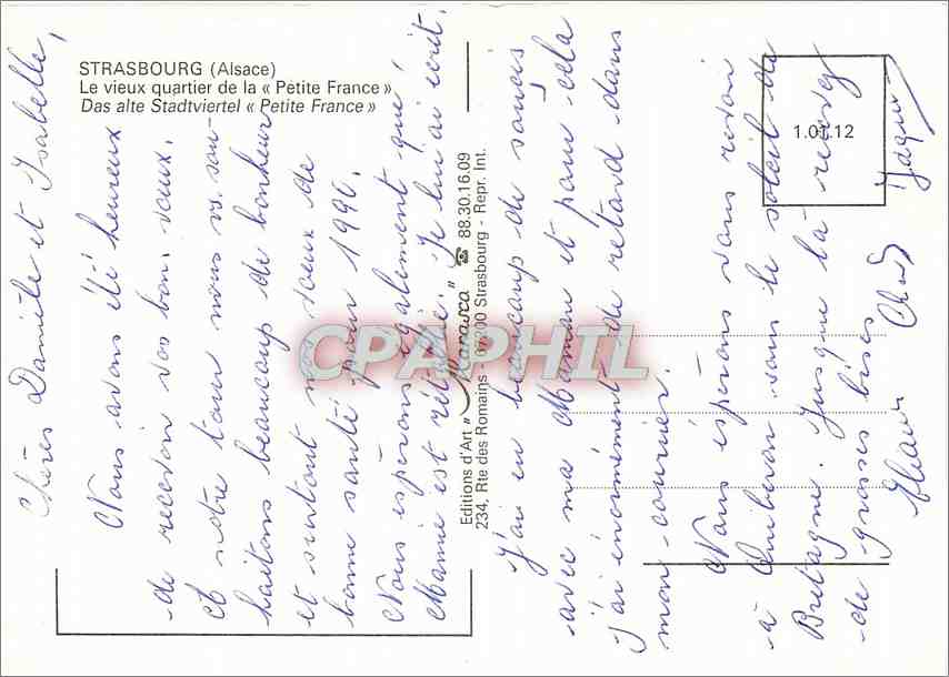 Strasbourg — quartier de la « Petite France » — Éditions d'Art "Les Romans" — Verso