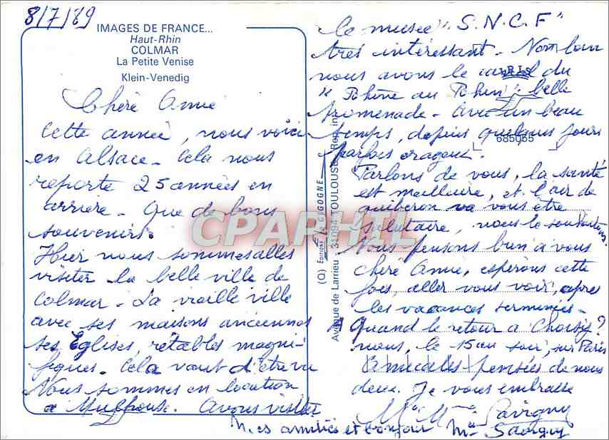 CPM Haut Rhin Colmar La Patite Venise — Rückseite