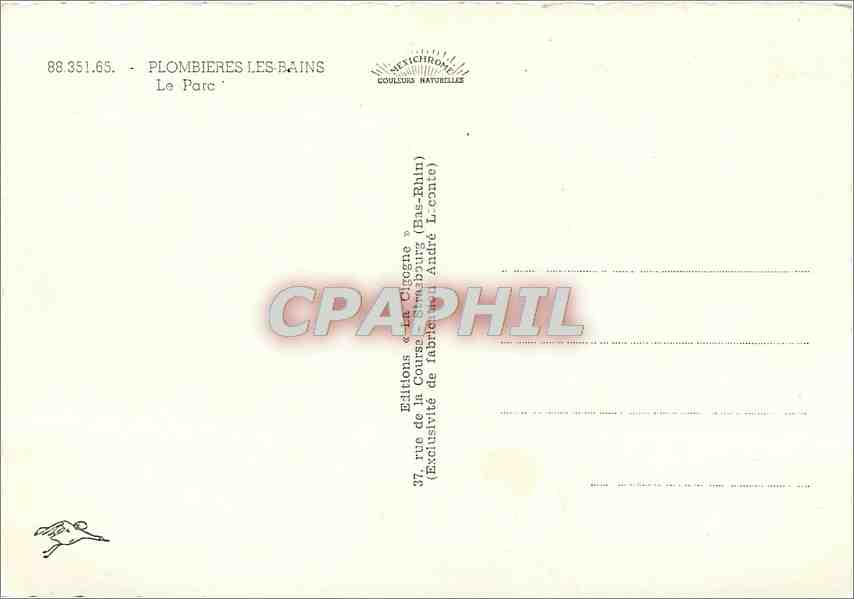 CPM Plombieres les Bains Le Parc — Verso