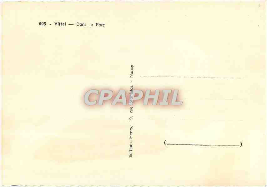 CPM Vittel Dans le Parc — Verso