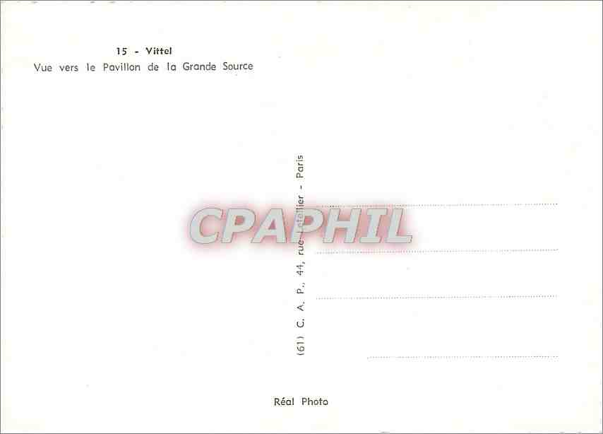 CPM Vittel Vue vers le Pavillon de la Grande Source — Verso