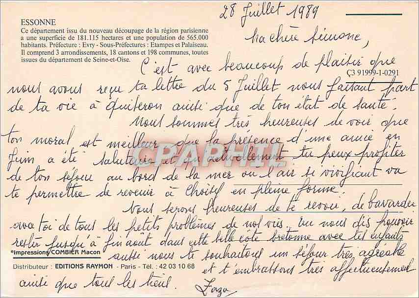 CPM Essonne Limours Savigny sur Orge Massy Longjumeau Montlhery Milly la Foret — Rückseite