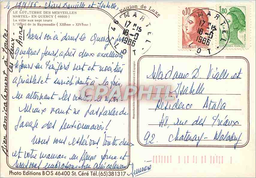 CPM Le Lot Terre des Merveilles Martel En Quercy La ville aux sept tours — Back