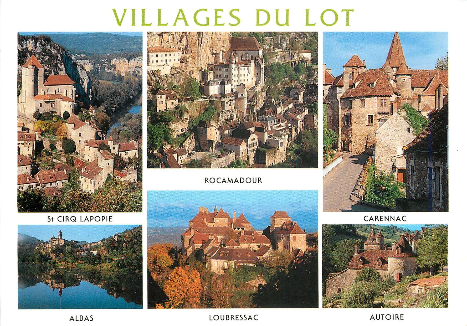 CPM Villages du Lot St Cirq Lapopie Rocamadour Carennac Albas Loubressac Autoire