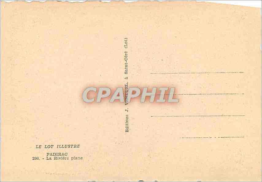 La Rivière plane — Padirac — Éditions J. VAPRUEL (Lot) — Rückseite