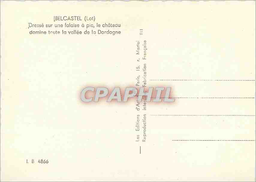 CPM Belcastel (Lot) Dresse sur une falaise a pic — Back