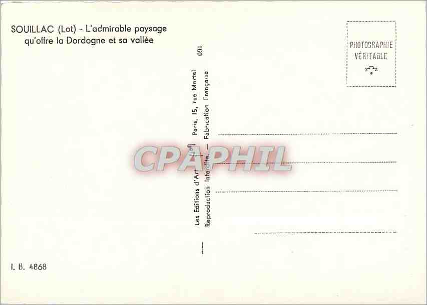 CPM Souillac (Lot) L'admirable paysage qu'offre la Dordogne et sa vallee — Verso