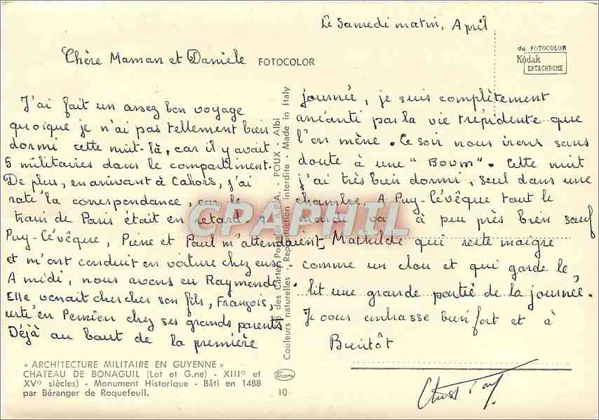 CPM Chateau de Bonaguil (L et G) Monument Historique — Back