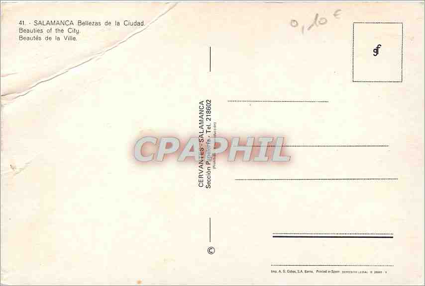 Salamanca — Beaux lieux de la ville — Cervantes-Salamanca, n° 41 — Verso