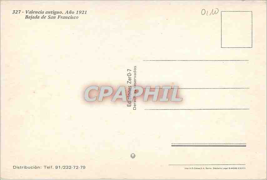 CPM Valencia antiguo Bajada de San Francisco — Rückseite