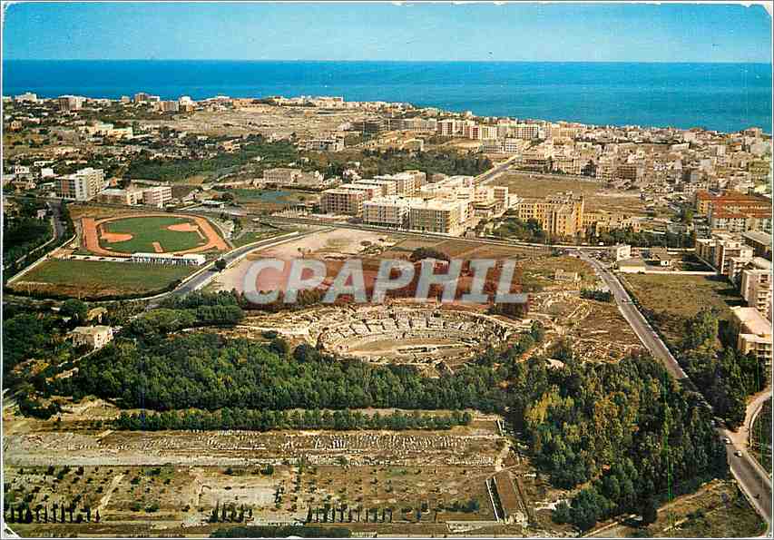 CPM Siracusa vue de l'avion Zone archeologique et Raccourci panoramique