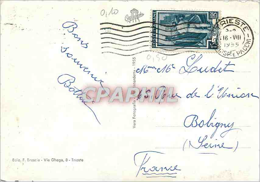 CPM Trieste Veduta delle rive Tramway — Back