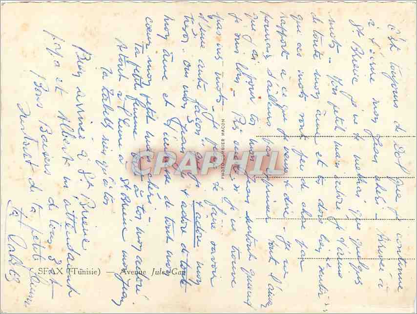 CPM Tunisie Sfax Avenue Jules Gau — Verso