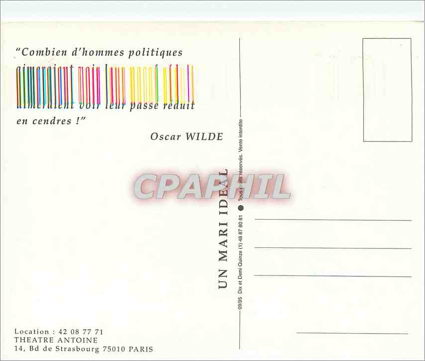 CPM Theatre Antoine Anny Duperey Didier Sandre Dominique Sanda Un mari ideal Oscar Wilde — Verso