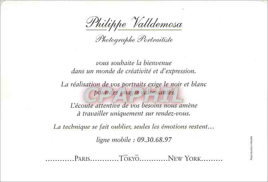 CPM Photographe Portrailiste Philippe Valldemosa — Rückseite