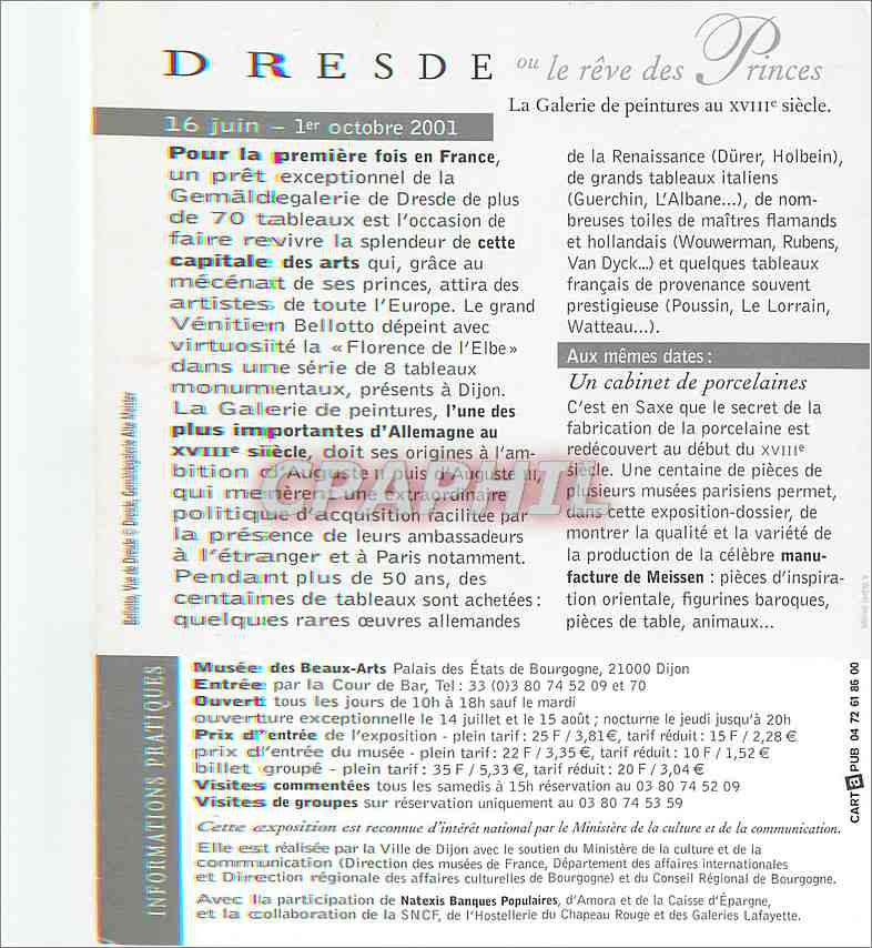 CPM Musee des Beaux Arts Dijon La galerie de peintures au xuiii siecle — Rückseite