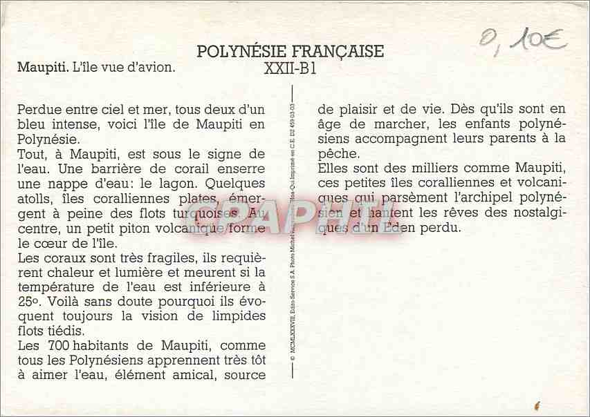 CPM Maupiti L'ile vue d'avion Polynesie Francaise — Rückseite