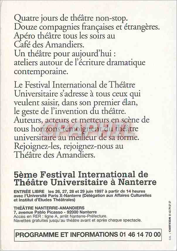 CPM Festival international de theatre universitaire a Nanterre — Rückseite