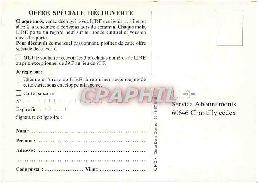 CPM Lire ce que gagnent vraiment les ecrivains — Rückseite