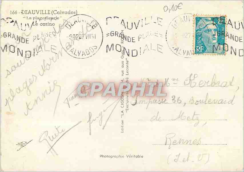 CPM Deauville (Calvados) — Verso