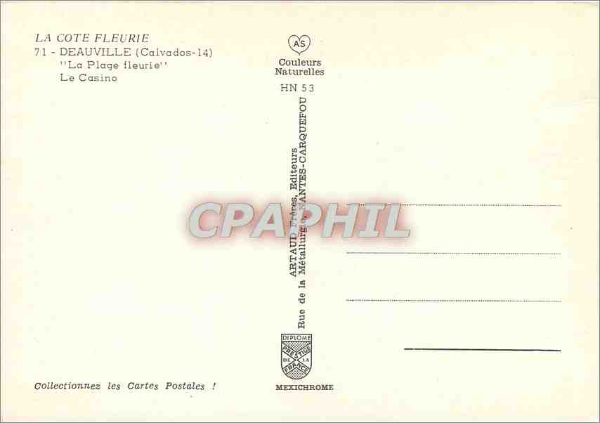 Le Casino — La Côte Fleurie — Aptaud, Éditeurs — Rückseite