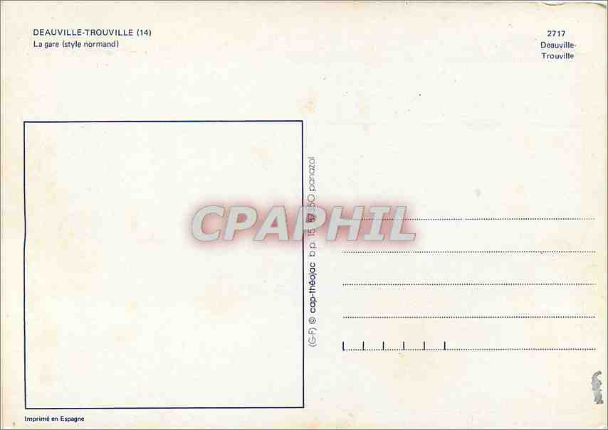 Deauville-Trouville — La gare (style normand) — CPAPHIL n°2717 — Verso