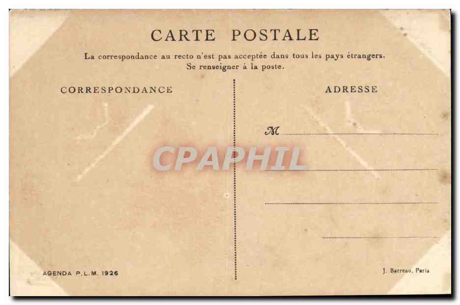 Jura — Vallée de la Bienne près de Saint-Claude — Agenda P.L.M. 1926 — Verso