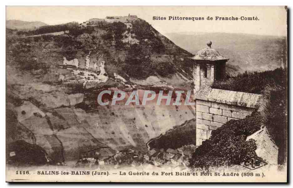 Salins-les-Bains (Jura) — The Watchtower of Fort Bélin and Fort St-André (898 m) — Picturesque Sites of Franche-Comté.