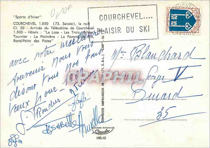 CPM Courchevel 1850 (Savoie) la nuit Arrivee de Telecabine de Courchevel — Rückseite