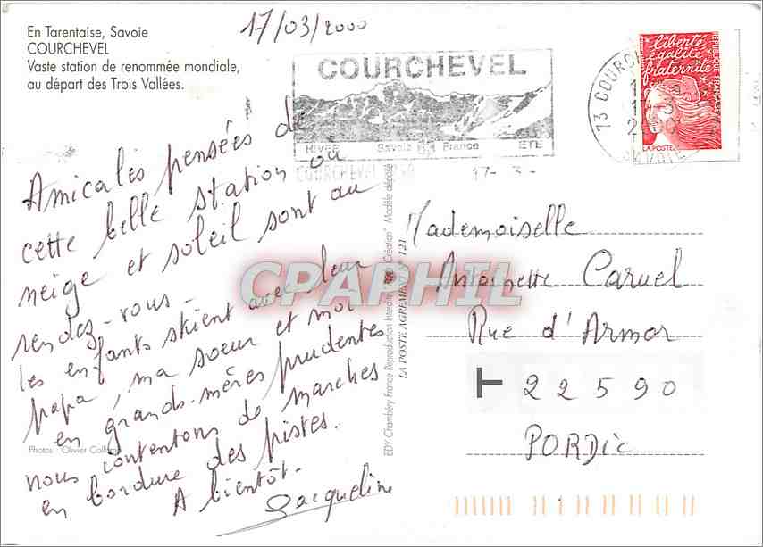 CPM Courchevel 1850 (Savoie) En Tarentaise Vaste Station de renommee mondiale au depart des Trois Va — Rückseite