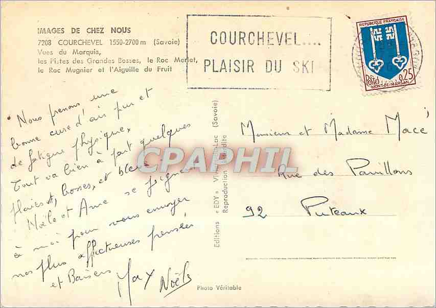 CPM Courchevel 1550 2700 m (Savoie) Vues du Marquis les pistes des Grandes Basses Le Roc Moret le Ro — Rückseite