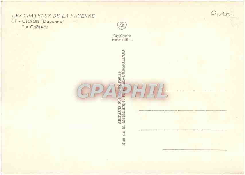CPM Les Chateaux de la Mayenne CRAON (Mayenne) Le Chateau — Back