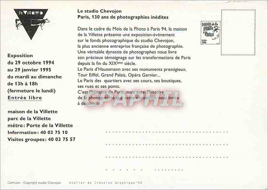 CPA Le Studio Chevojon Paris 130 ans de Photographies Inedites Paris Sacre Cœur Montmartre — Back