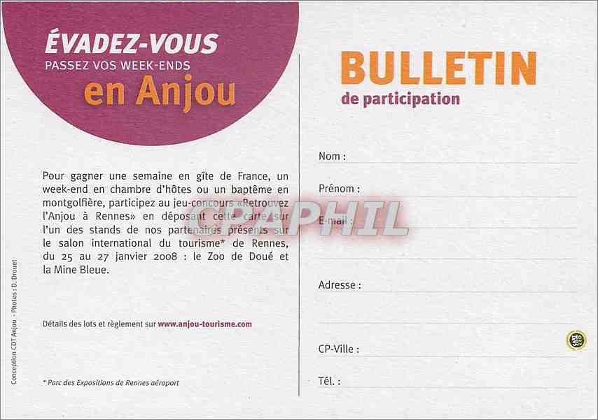 CPA Evader Vous Passez vos Week Endes en Anjou — Verso