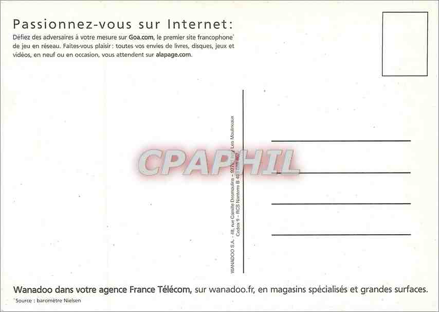 CPA Passionnez vous sur Internet Wanadoo — Rückseite