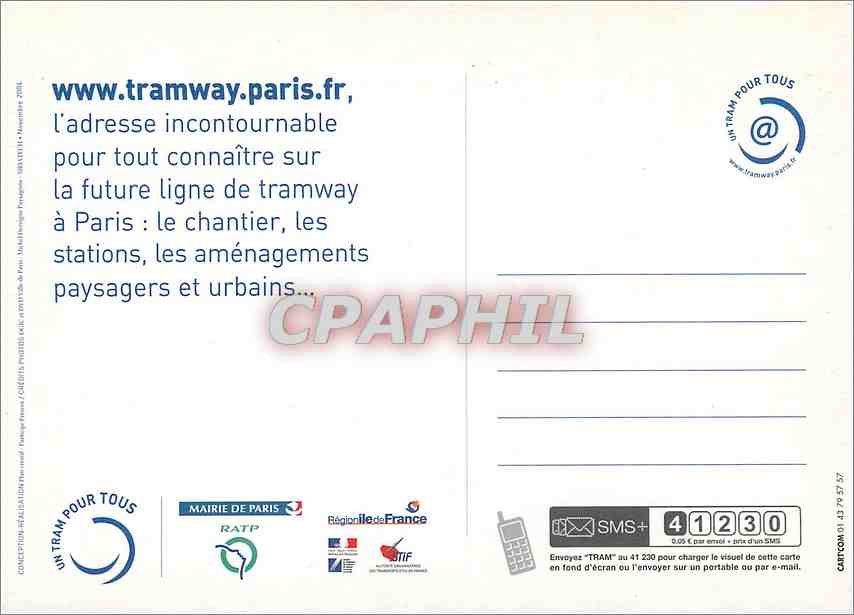 CPA 2004 le tr@m est deja en ligne Tramway.paris.fr — Rückseite