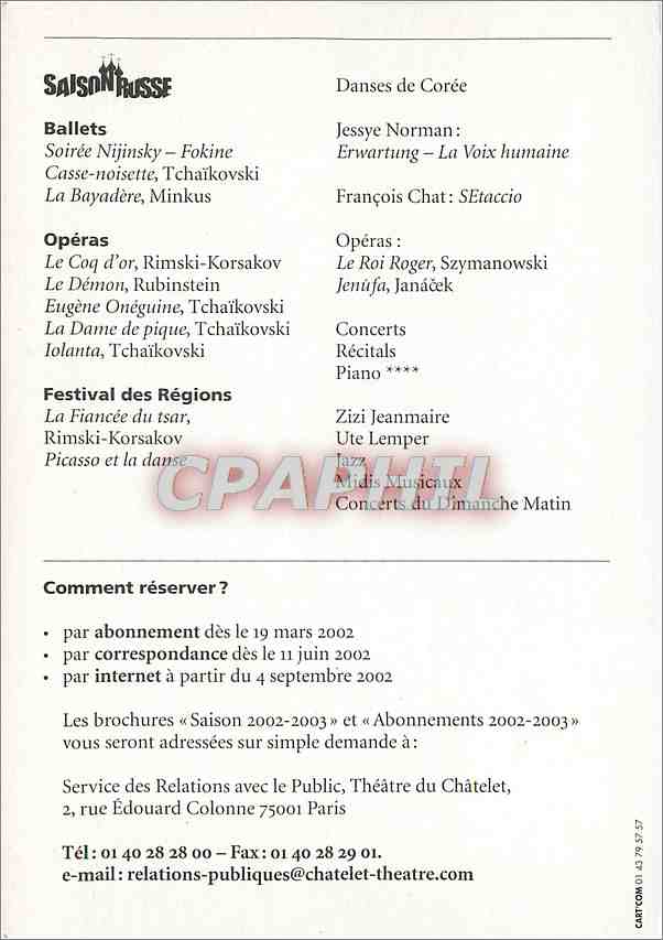 CPA Chatelet 2002 2003 Saison Russe Russie Russia — Rückseite