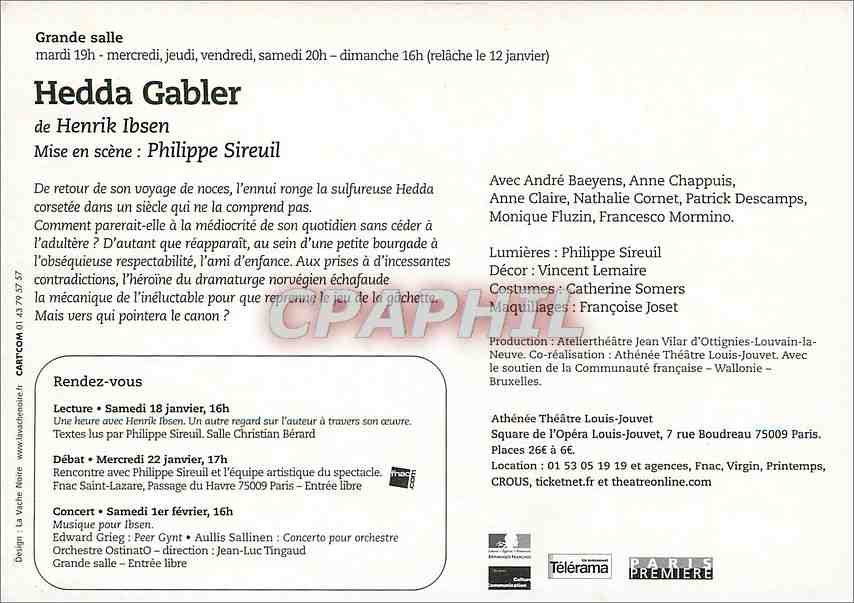CPA Hedda Gabler Henrik Ibsen Athenee — Rückseite