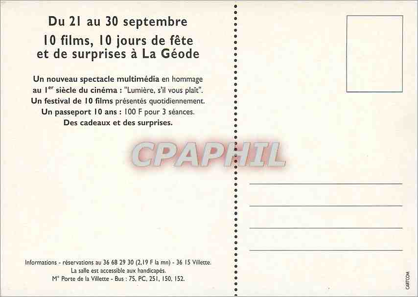 CPA La Geode Fete ses dix ans lumiere s'il vous plait Paris — Rückseite
