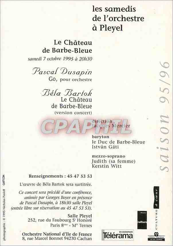 CPA Orchestre national d'ile de France Jacques Mercier — Rückseite