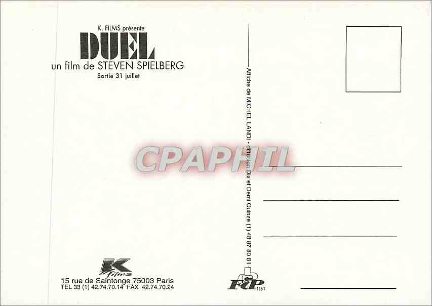 CPA Steven Spieberg Duel — Verso