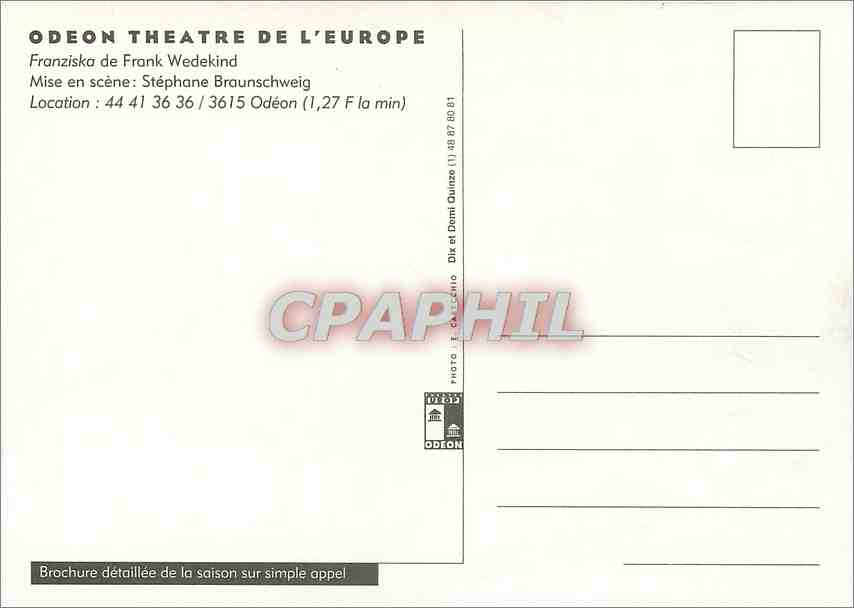 CPA Franziska Paris Odeon Frank Wedekind — Verso