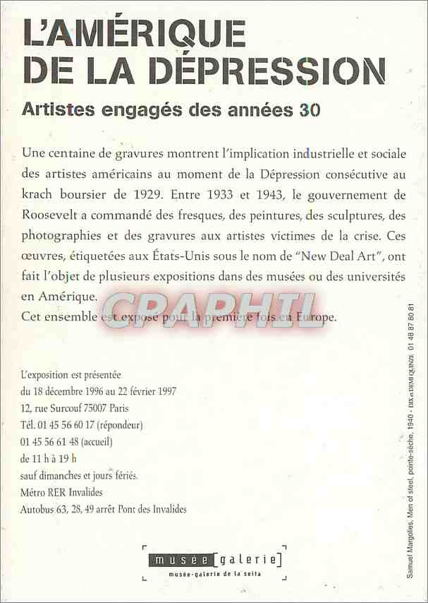 CPM L'Amerique de Depression Artistes engages des Annees 30 — Rückseite