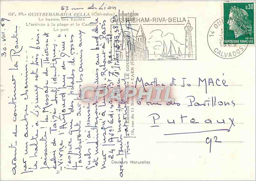 Ouistreham-Riva-Bella — Hafen und Yacht — Verlag CPAPHIL, Nr. 89 — Rückseite
