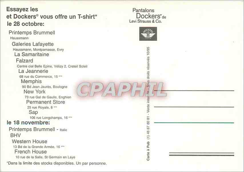 CPM Chief Essayez les et Dockers vous offre un T shirt le 28 oct — Back